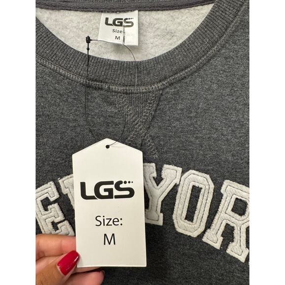 NWT New York Unisex Medium Fleece Lined Gray Cotton NY Crewneck Sweatshirt - Picture 3 of 5